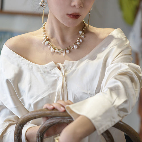 Seafoam Baroque Pearl Necklace