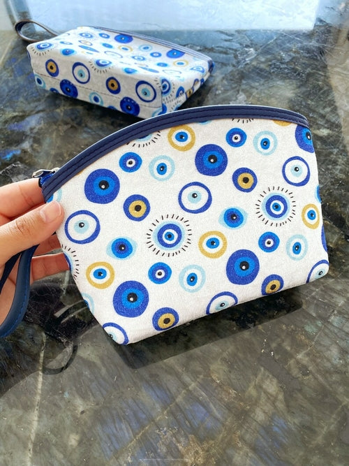 Evil Eye Clutch Bag, White Evil Eye Makeup Bag, Evil Eye Purse, Travel